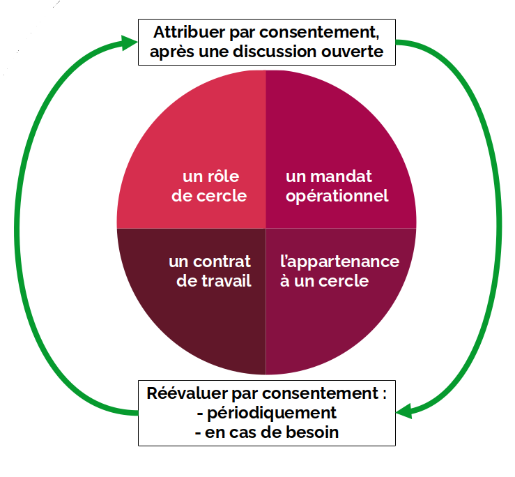 Schéma de synthèse :
Les applications de la 4ème règle de base de la sociocratie en milieu professionnel